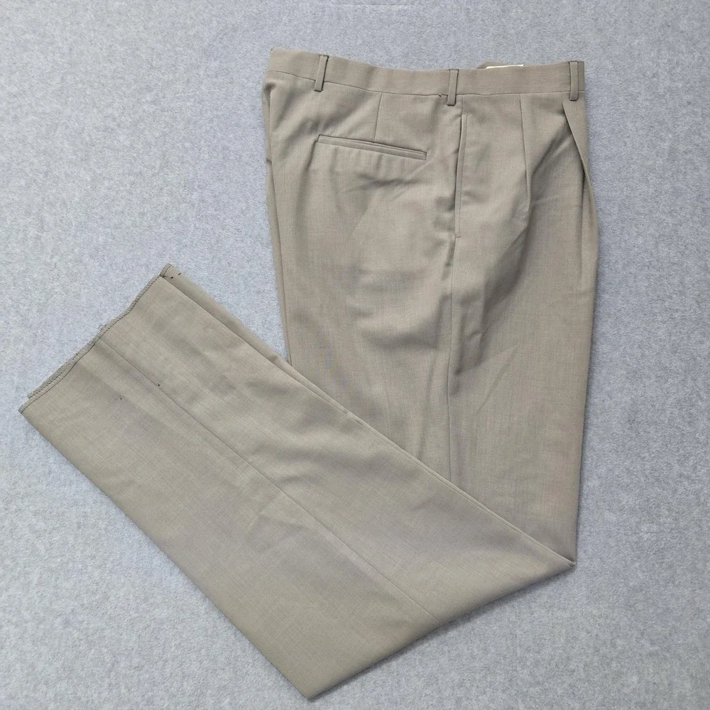 Corbin CRX Pants Mens 38 Regular Wool Pleated Dress Slacks Unfinished‎ Hem New